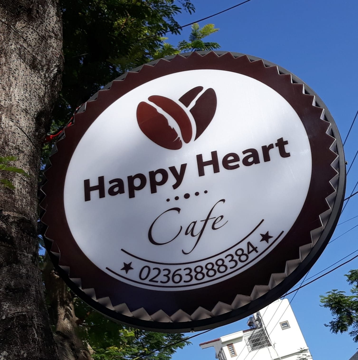 Our round Happy Heart sign